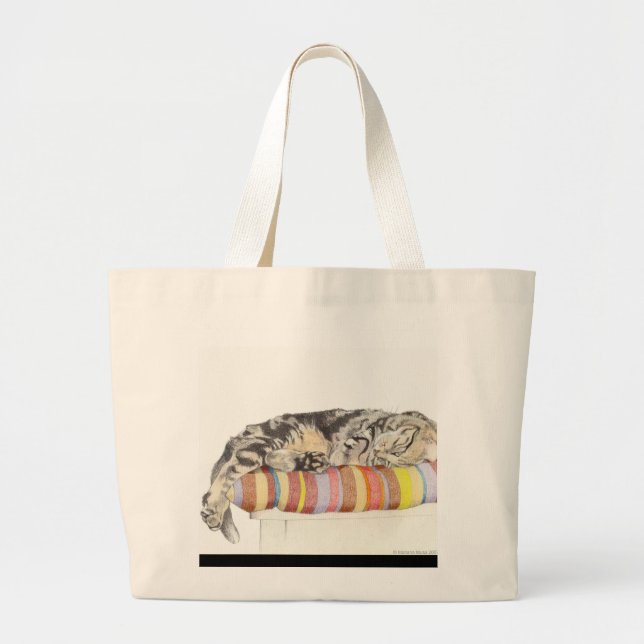 Bolsa Tote Grande Saco de Gato Relaxado (Frente)