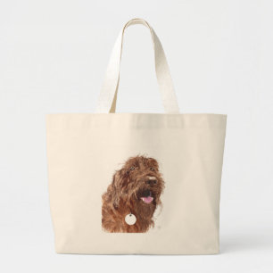 Bolsa Tote Grande Saco de Labradoodle #1 do chocolate