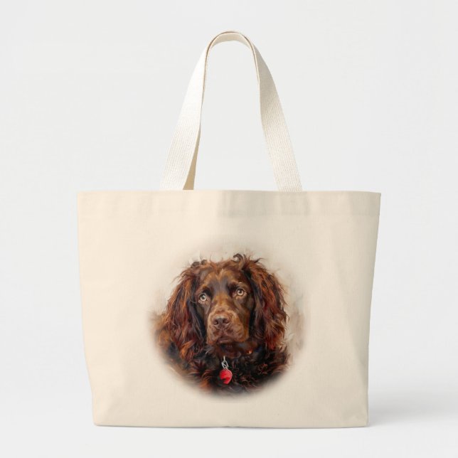 Bolsa Tote Grande Saco de Lona com Arte Impressionista de Boykin Spa (Frente)