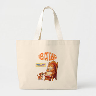 Bolsa Tote Grande Saco de Lona com Energia de Gato Chefe Cachorro Fo