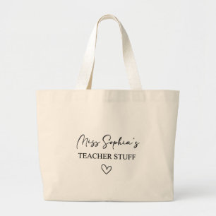 Bolsa Tote Grande Saco de Lona Personalizado para Professores, Nome