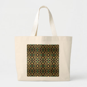 Bolsa Tote Grande Saco de mão Árabe Creme Dourado