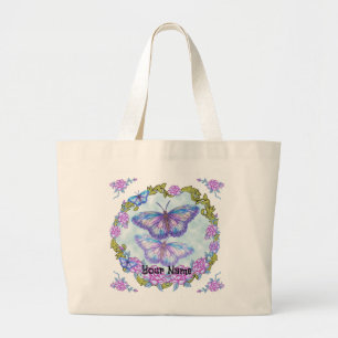 Bolsa Tote Grande Saco de Mão Borboletas Rosas