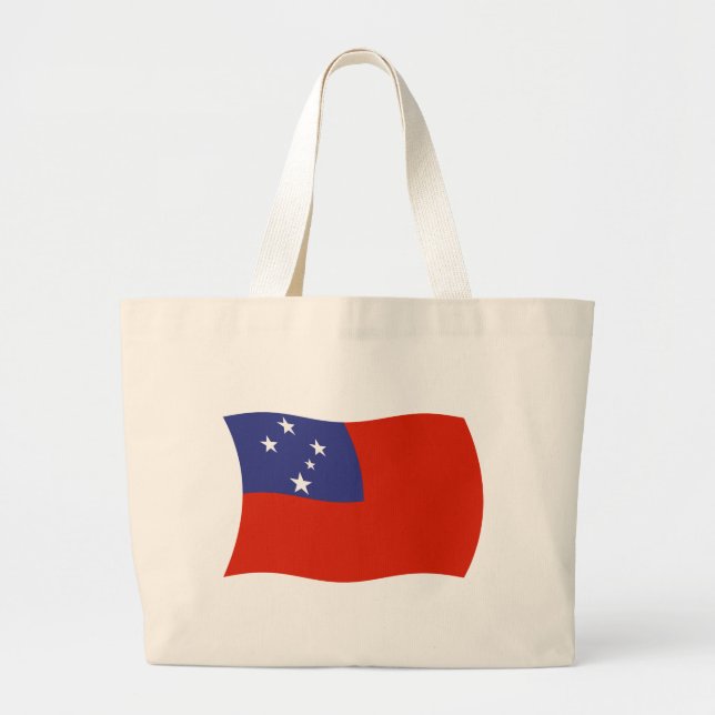 Bolsa Tote Grande Saco de mão com a bandeira de Samoa (Frente)