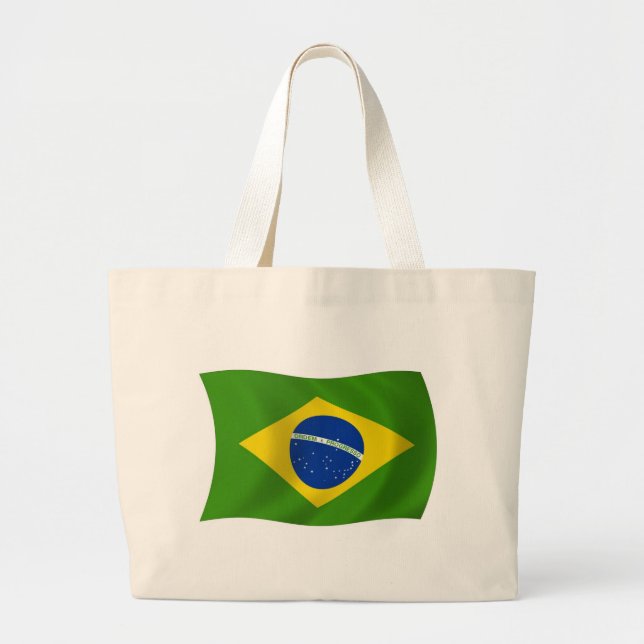 Bolsa Tote Grande Saco de mão com a bandeira do Brasil (Frente)