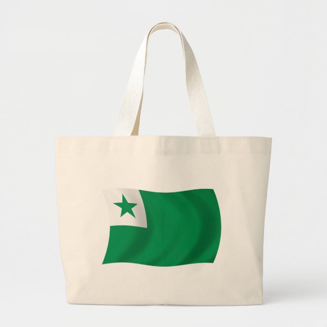 Bolsa Tote Grande Saco de mão com a bandeira do Esperanto (Frente)