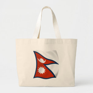 Bolsa Tote Grande Saco de mão com a bandeira do Nepal