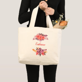 Bolsa Tote Grande Saco de mão com buquê de flores personalizado