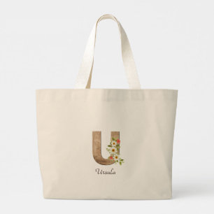 Bolsa Tote Grande Saco de mão com monograma de flor com letra de mad