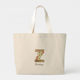 Bolsa Tote Grande Saco de mão com monograma de flor com letra Z em m