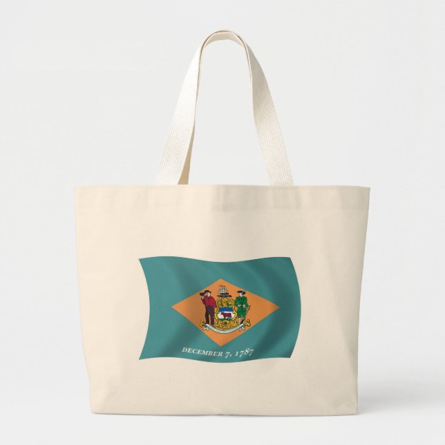 Bolsa Tote Grande Saco de mão da bandeira de Delaware (Frente)