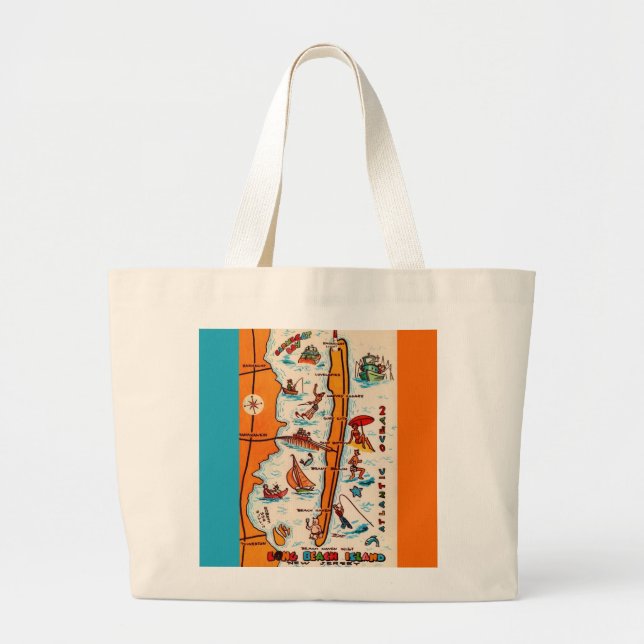 Bolsa Tote Grande Saco de mão da Ilha Long Beach NJ (Frente)