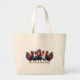 Bolsa Tote Grande Saco de mão de Galo Engraçado com Óculos de Sol