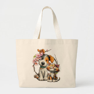 Bolsa Tote Grande Saco de mão de gato e cachorro, sacola de mão para