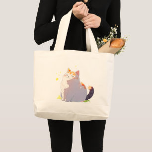 Bolsa Tote Grande Saco de mão de Gato Fofo e Feliz Mágico