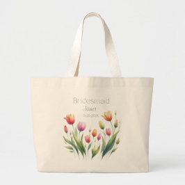 Bolsa Tote Grande Saco de mão de tulipa de damas de honra personaliz