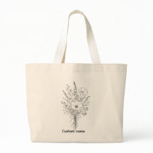 Saco de mão minimalista com buquê floral personali