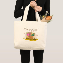 Bolsa Tote Grande Saco de Páscoa Feliz