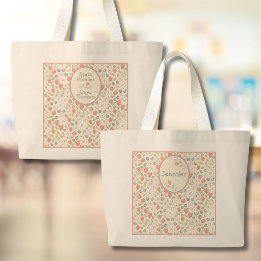 Bolsa Tote Grande Saco de Professora Floral Personalizado para o Reg