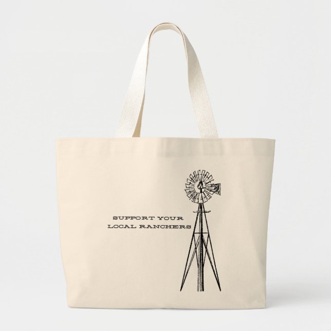Bolsa Tote Grande Saco de ranchers locais de apoio (Frente)