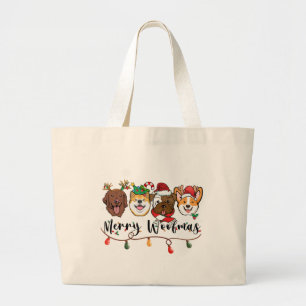 Bolsa Tote Grande Saco de Tipografia Feliz Woofmas