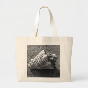 Bolsa Tote Grande Saco de Tocha de Conch Seashell Black and White Be