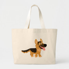 Bolsa Tote Grande Saco de Toque de German shepherd de Cartoon Cachor