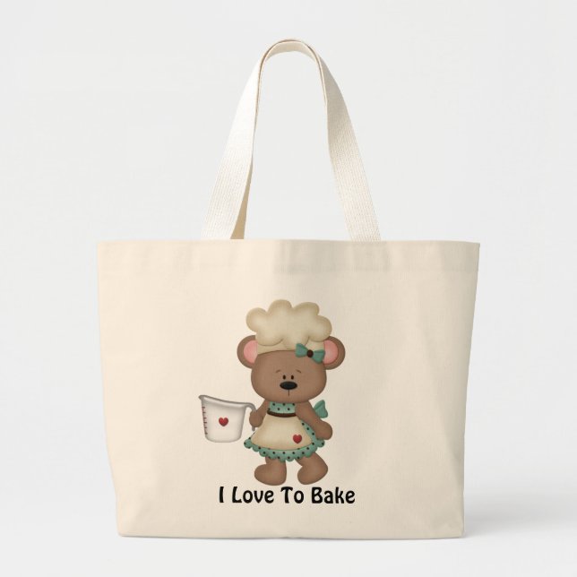Bolsa Tote Grande Saco de Toque do Urso Baking (Frente)