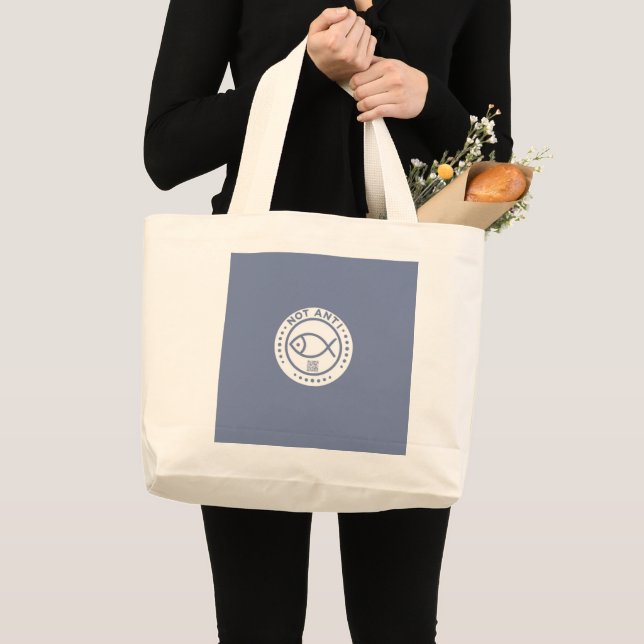 Bolsa Tote Grande Saco de Toque Grande Azul Não Anti-Peixe (Frente (produto))
