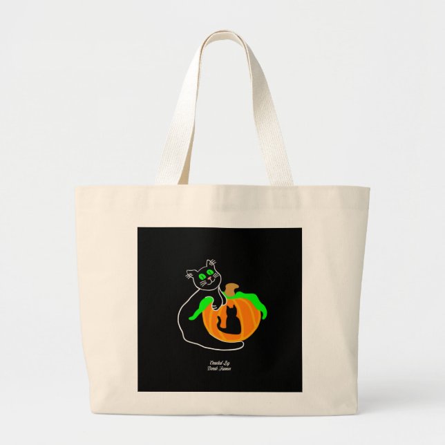 Bolsa Tote Grande Saco de Toque Jumbo Pumpkin de Gato Negro (Frente)