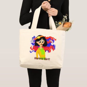 Bolsa Tote Grande Saco de Toques Grandes Médios da Rapariga Retro