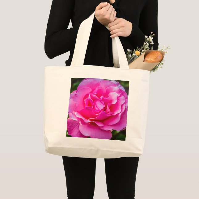 Bolsa Tote Grande Saco de toques rosado e delicado (Frente (produto))