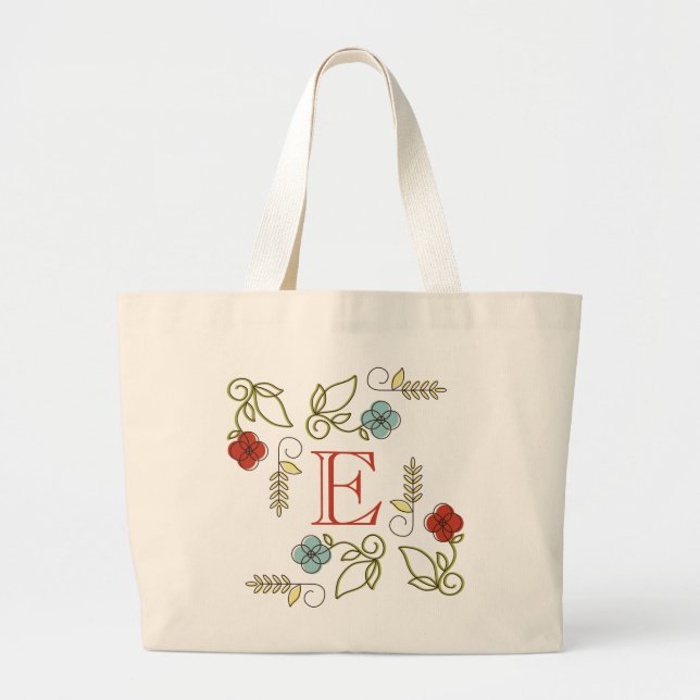 Bolsa Tote Grande Saco de Tota Jumbo Flores Monogramas (Frente)