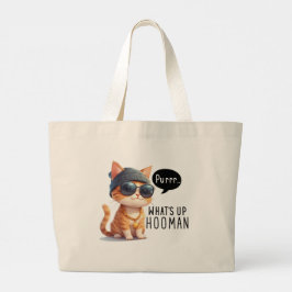 Bolsa Tote Grande Saco De Tote Com Design De Gato Do Hipster