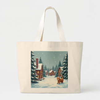 Bolsa Tote Grande Saco de tote com Natal e gato