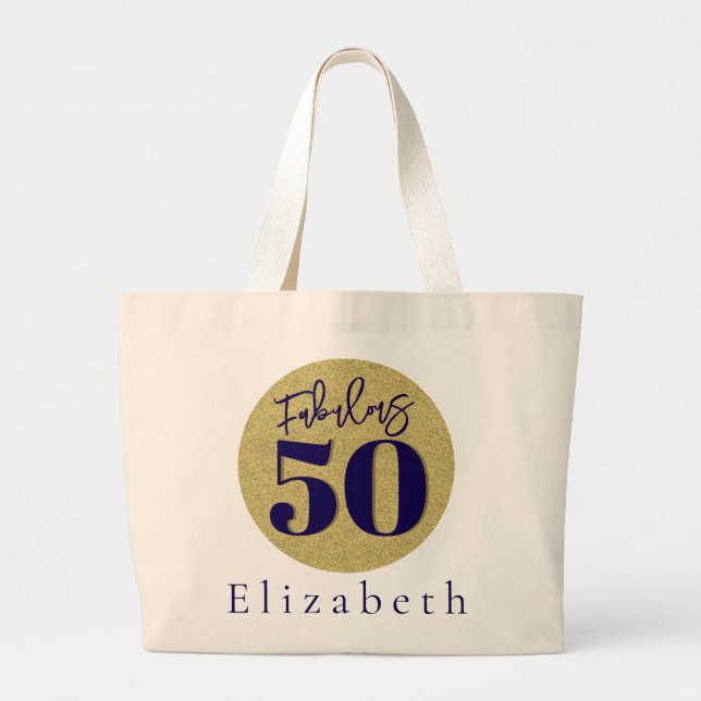 Bolsa Tote Grande Saco de Tote de 50 Aniversário Fabuloso (Frente)