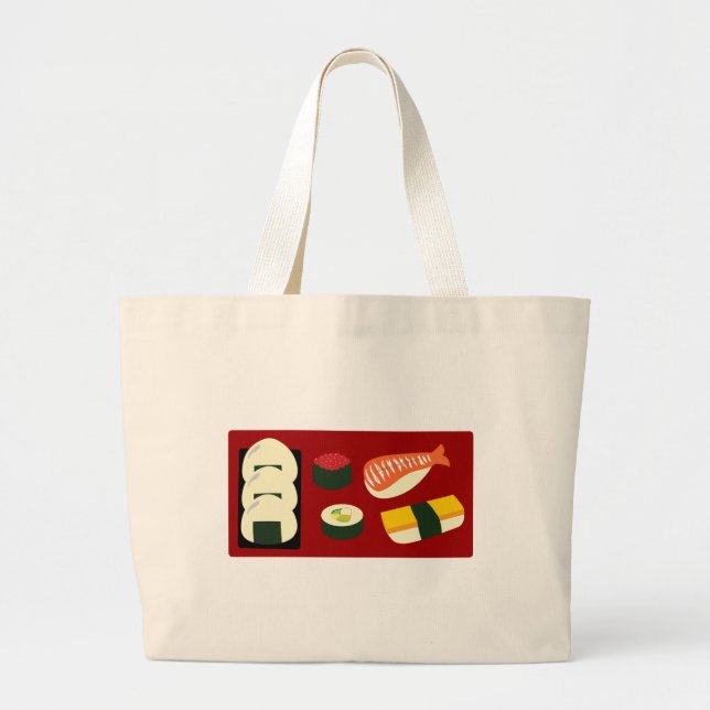 Bolsa Tote Grande Saco de Tote de Diversão Sushi (Frente)