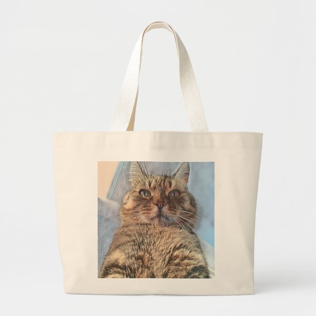 Bolsa Tote Grande Saco de Tote de Gato Majestoso (Frente)