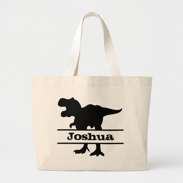 Bolsa Tote Grande Saco de Tote do Nome Personalizado do Dinossauro (Frente)