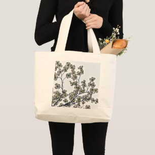 Bolsa Tote Grande Saco de Tote Grande de Madeira de Flor Branca