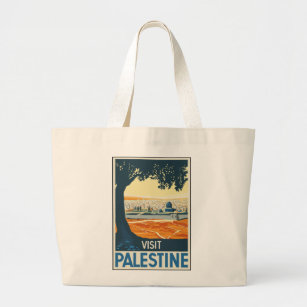 Bolsa Tote Grande Saco de Tote Jumbo Vintage-Viagem-Poster-Palestine
