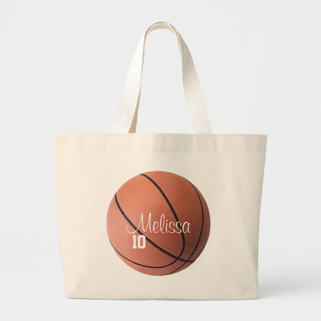 Bolsa Tote Grande Saco de Tote Personalizado de Basquete (Frente)