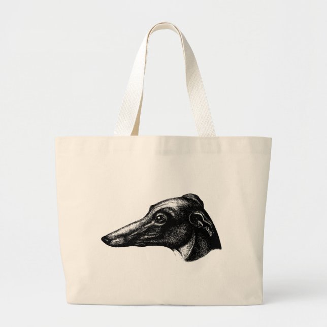 Bolsa Tote Grande Saco de Totebag Antiquado do Cão Greyhound (Frente)