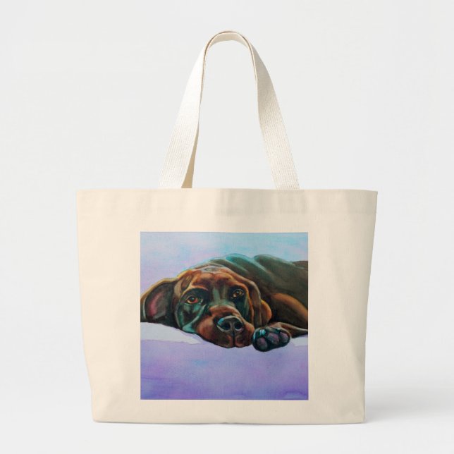 Bolsa Tote Grande Saco de Totebag Grande de Chocolate Labrador Relax (Frente)