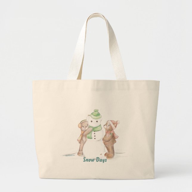 Bolsa Tote Grande Saco de ursinho de neve (Frente)