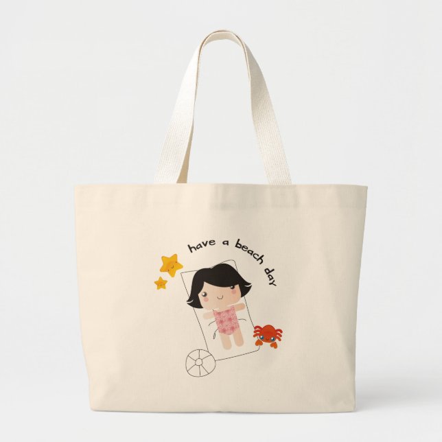 Bolsa Tote Grande Saco do clássico do dia da praia (Frente)