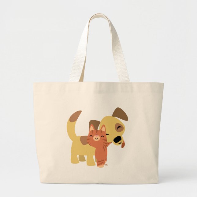 Bolsa Tote Grande Saco do costume dos desenhos animados do gatinho & (Frente)