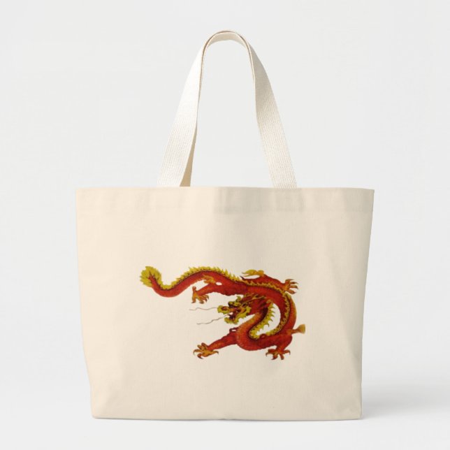 Bolsa Tote Grande Saco do dragão do fogo (Frente)