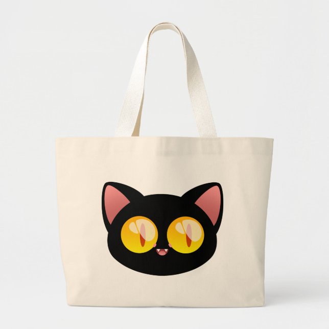 Bolsa Tote Grande Saco do gato preto do Dia das Bruxas (Frente)