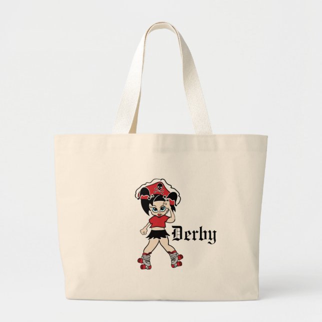 Bolsa Tote Grande Saco do pirata de derby do rolo (Frente)